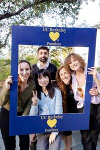 BPA members posing in blue frame